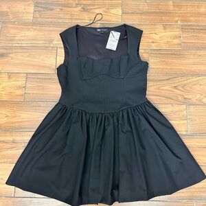 Zara Black Sleeveless Fit-and-Flare Mini Dress